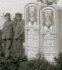 Tall Jewish gravestones: (Right) "5673. Here lies a wise [maskil] man, honorable and upright, God-fearing, old and full of days, R. Abraham Abba son of R. Hillel of blessed memory. He died 6th day of Passover.  May his soul be bound in the bond of everlasting life."

Translated by Heidi M. Szpek, Ph.D. (szpekh@cwu.edu)