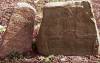 (left) tombstone of "a woman of valor, God-fearing, modest".
